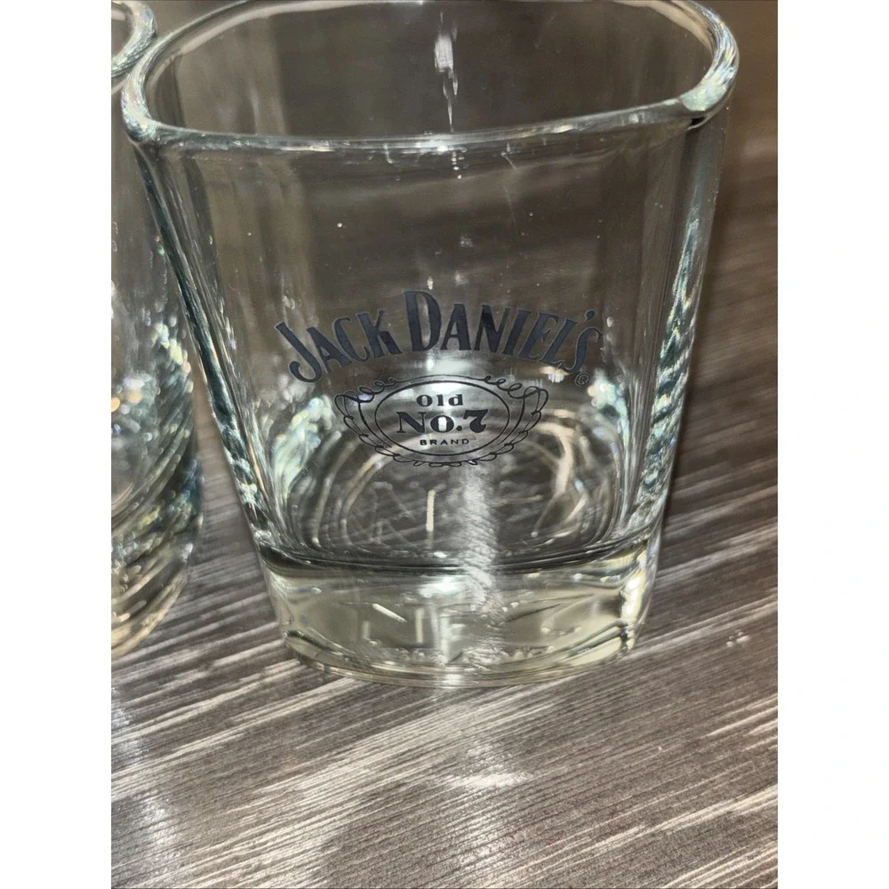 Vintage Jack Daniel's' Old No. 7 Whiskey Low Ball Glasses w/ Embossed Bottom Set